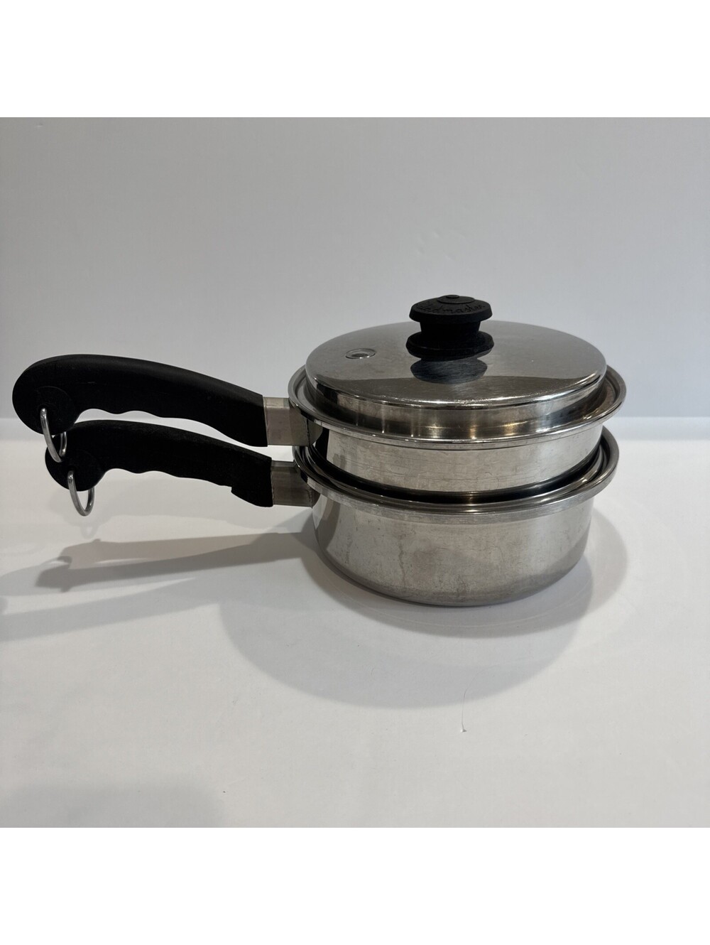 Saladmaster 3 Pc Double Boiler Tri-Clad Vintage 18-8 Stainless Steel Vapo Lid